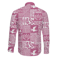 Pink Tonga Kilisimasi Fiefia Family Matching Off Shoulder Maxi Dress and Hawaiian Shirt Pacific Patchwork Xmas Vibes - Polynesian Pride