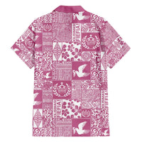 Pink Tonga Kilisimasi Fiefia Family Matching Short Sleeve Bodycon Dress and Hawaiian Shirt Pacific Patchwork Xmas Vibes - Polynesian Pride