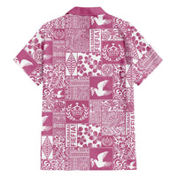 Pink Tonga Kilisimasi Fiefia Family Matching Summer Maxi Dress and Hawaiian Shirt Pacific Patchwork Xmas Vibes - Polynesian Pride