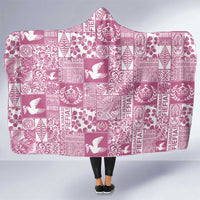 Pink Tonga Kilisimasi Fiefia Hooded Blanket Pacific Patchwork Xmas Vibes - Polynesian Pride