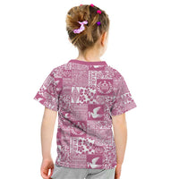 Pink Tonga Kilisimasi Fiefia Kid T Shirt Pacific Patchwork Xmas Vibes - Polynesian Pride