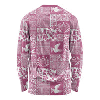 Pink Tonga Kilisimasi Fiefia Long Sleeve Shirt Pacific Patchwork Xmas Vibes - Polynesian Pride