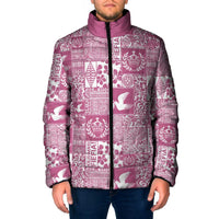 Pink Tonga Kilisimasi Fiefia Padded Jacket Pacific Patchwork Xmas Vibes - Polynesian Pride