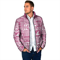 Pink Tonga Kilisimasi Fiefia Padded Jacket Pacific Patchwork Xmas Vibes - Polynesian Pride