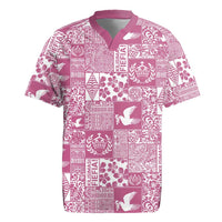Pink Tonga Kilisimasi Fiefia Rugby Jersey Pacific Patchwork Xmas Vibes - Polynesian Pride