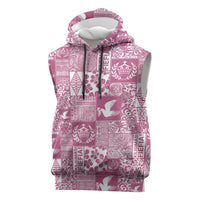 Pink Tonga Kilisimasi Fiefia Sleeveless Hoodie Pacific Patchwork Xmas Vibes - Polynesian Pride