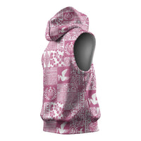 Pink Tonga Kilisimasi Fiefia Sleeveless Hoodie Pacific Patchwork Xmas Vibes - Polynesian Pride