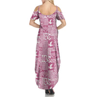 Pink Tonga Kilisimasi Fiefia Summer Maxi Dress Pacific Patchwork Xmas Vibes - Polynesian Pride