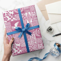 Pink Tonga Kilisimasi Fiefia Wrapping Paper Pacific Patchwork Xmas Vibes - Polynesian Pride