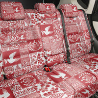Red Tonga Kilisimasi Fiefia Back Car Seat Cover Pacific Patchwork Xmas Vibes - Polynesian Pride