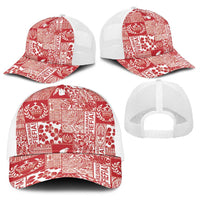 Red Tonga Kilisimasi Fiefia Baseball Net Cap Pacific Patchwork Xmas Vibes LT9 - Polynesian Pride