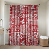 Red Tonga Kilisimasi Fiefia Bathroom Set Pacific Patchwork Xmas Vibes - Polynesian Pride