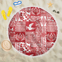 Red Tonga Kilisimasi Fiefia Beach Blanket Pacific Patchwork Xmas Vibes - Polynesian Pride
