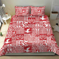 Red Tonga Kilisimasi Fiefia Bedding Set Pacific Patchwork Xmas Vibes - Polynesian Pride