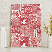 Red Tonga Kilisimasi Fiefia Canvas Wall Art Pacific Patchwork Xmas Vibes - Polynesian Pride