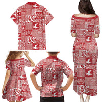 Red Tonga Kilisimasi Fiefia Family Matching Puletasi and Hawaiian Shirt Pacific Patchwork Xmas Vibes LT9 - Polynesian Pride