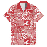 Red Tonga Kilisimasi Fiefia Family Matching Tank Maxi Dress and Hawaiian Shirt Pacific Patchwork Xmas Vibes - Polynesian Pride