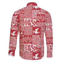 Red Tonga Kilisimasi Fiefia Family Matching Tank Maxi Dress and Hawaiian Shirt Pacific Patchwork Xmas Vibes - Polynesian Pride