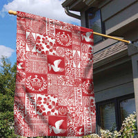 Red Tonga Kilisimasi Fiefia Garden Flag Pacific Patchwork Xmas Vibes - Polynesian Pride