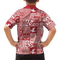 Red Tonga Kilisimasi Fiefia Kid Hawaiian Shirt Pacific Patchwork Xmas Vibes - Polynesian Pride