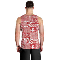 Red Tonga Kilisimasi Fiefia Men Tank Top Pacific Patchwork Xmas Vibes - Polynesian Pride