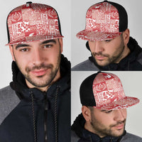 Red Tonga Kilisimasi Fiefia Mesh Trucker Cap Pacific Patchwork Xmas Vibes LT9 - Polynesian Pride