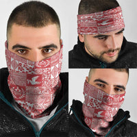 Red Tonga Kilisimasi Fiefia Neck Gaiter Pacific Patchwork Xmas Vibes - Polynesian Pride