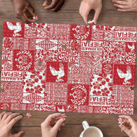 Red Tonga Kilisimasi Fiefia Puzzle Pacific Patchwork Xmas Vibes - Polynesian Pride