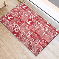 Red Tonga Kilisimasi Fiefia Rubber Doormat Pacific Patchwork Xmas Vibes - Polynesian Pride