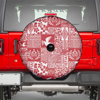 Red Tonga Kilisimasi Fiefia Spare Tire Cover Pacific Patchwork Xmas Vibes - Polynesian Pride