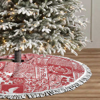 Red Tonga Kilisimasi Fiefia Tree Skirt Pacific Patchwork Xmas Vibes - Polynesian Pride