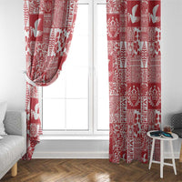 Red Tonga Kilisimasi Fiefia Window Curtain Pacific Patchwork Xmas Vibes - Polynesian Pride