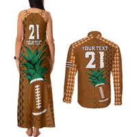 Custom Hawaii Honolulu Bowl Couples Matching Tank Maxi Dress and Long Sleeve Button Shirt With Kakau Tribal Pattern LT9 - Polynesian Pride