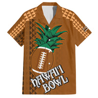 Custom Hawaii Honolulu Bowl Family Matching Short Sleeve Bodycon Dress and Hawaiian Shirt With Kakau Tribal Pattern LT9 Dad's Shirt - Short Sleeve Brown - Polynesian Pride