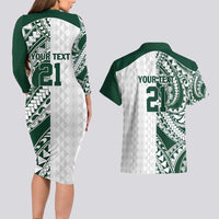 Polynesian Hawaii Volleyball Custom Couples Matching Long Sleeve Bodycon Dress and Hawaiian Shirt Kakau with Sport Style
