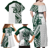 Polynesian Hawaii Volleyball Custom Family Matching Off Shoulder Maxi Dress and Hawaiian Shirt Kakau with Sport Style