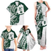 Polynesian Hawaii Volleyball Custom Family Matching Tank Maxi Dress and Hawaiian Shirt Kakau with Sport Style