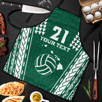 Polynesian Hawaii Volleyball Custom Apron Green Kakau with Map Motif - Polynesian Pride