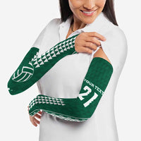 Polynesian Hawaii Volleyball Custom Arm Sleeves Green Kakau with Map Motif - Polynesian Pride