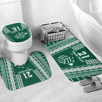 Polynesian Hawaii Volleyball Custom Bathroom Set Green Kakau with Map Motif - Polynesian Pride