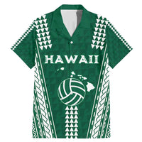 Polynesian Hawaii Volleyball Custom Family Matching Mermaid Dress and Hawaiian Shirt Green Kakau with Map Motif
