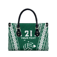 Polynesian Hawaii Volleyball Custom Leather Bag Green Kakau with Map Motif - Polynesian Pride