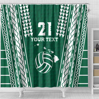 Polynesian Hawaii Volleyball Custom Shower Curtain Green Kakau with Map Motif