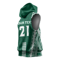 Polynesian Hawaii Volleyball Custom Sleeveless Hoodie Green Kakau with Map Motif - Polynesian Pride