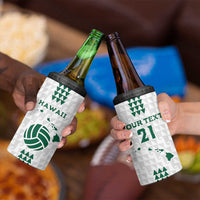 Polynesian Hawaii Volleyball Custom 4 in 1 Can Cooler Tumbler White Kakau with Map Motif