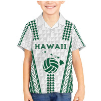 Polynesian Hawaii Volleyball Custom Family Matching Mermaid Dress and Hawaiian Shirt White Kakau with Map Motif
