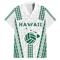 Polynesian Hawaii Volleyball Custom Family Matching Off The Shoulder Long Sleeve Dress and Hawaiian Shirt White Kakau with Map Motif