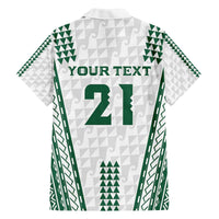 Polynesian Hawaii Volleyball Custom Family Matching Off The Shoulder Long Sleeve Dress and Hawaiian Shirt White Kakau with Map Motif