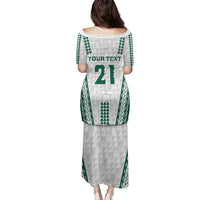 Polynesian Hawaii Volleyball Custom Family Matching Puletasi and Hawaiian Shirt White Kakau with Map Motif