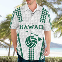 Polynesian Hawaii Volleyball Custom Hawaiian Shirt White Kakau with Map Motif